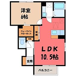 ロイヤルソレールB 1LDKの間取図画像