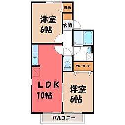 プリシェール逆井1 2LDKの間取図画像