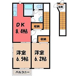 セトル白銀 2DKの間取図画像