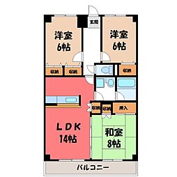 グローバル小山 3LDKの間取図画像
