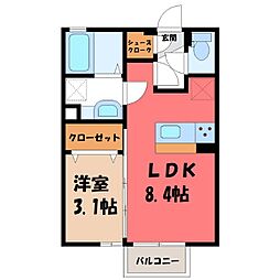 スフィーダエルモンドA 1LDKの間取図画像