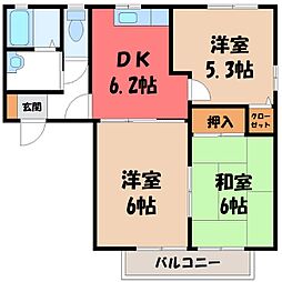 ドルフ花垣B 3DKの間取図画像
