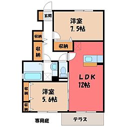 ピーノエヴァラスティングB 2LDKの間取図画像