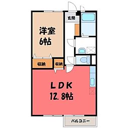 ウイングB 1LDKの間取図画像