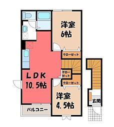 ウッディベルB 2LDKの間取図画像