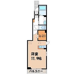 ヴィータセレーナB 1Kの間取図画像