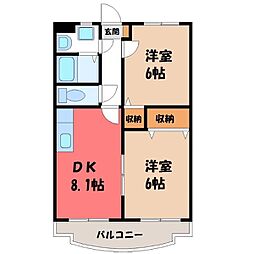 Y.M.ソレイユ 2DKの間取図画像
