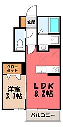 トリシアルミエール 1LDKの間取図画像