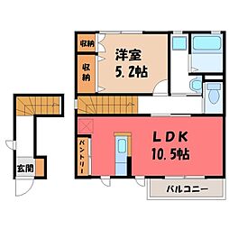 ヴァンベールB棟 1SKの間取図画像