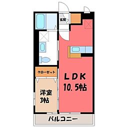 グロース小山 1LDKの間取図画像