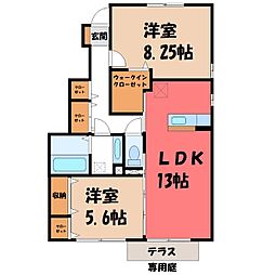 グランデ・ルガールB 2LDKの間取図画像