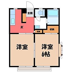 コーポカム&エムB 1LDKの間取図画像