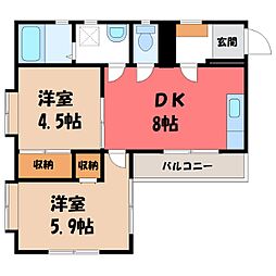 メゾンド・ロワール 2DKの間取図画像