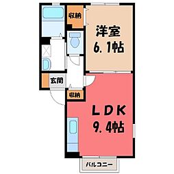 マリンビレッジF棟 1LDKの間取図画像
