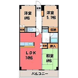 りゅうが丘ハイツ 3LDKの間取図画像