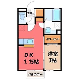 ブラウンシャトーF 1DKの間取図画像