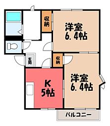 チェリー片柳A 2Kの間取図画像