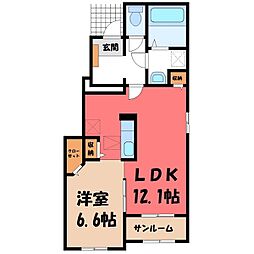 カーサドマーニB 1LDKの間取図画像