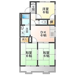 グリーンステージ堂坂　B棟 1階3DKの間取り