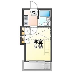ペアパレス東田 1Kの間取図画像