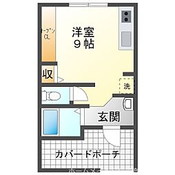 赤羽根サーフベースA棟 1階ワンルームの間取り