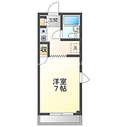 スカイビレッジアイセイ 4階1Kの間取り