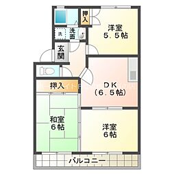 ヴェルデ・ジャルディーノ　A棟 2階3DKの間取り