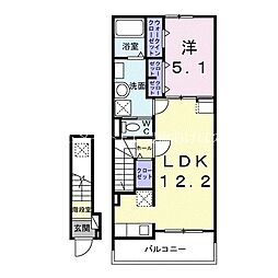 グリーンステージ山田一番町 2階1LDKの間取り