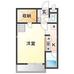 セザンヌ飯村　B 1階ワンルームの間取り
