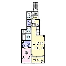 ヒカルサ豊橋牟呂水神 1階1LDKの間取り
