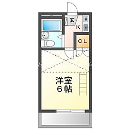 ユトリロ南栄 2階1Kの間取り