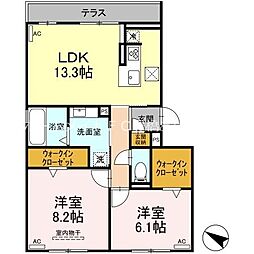 ファミール駅西 1階2LDKの間取り