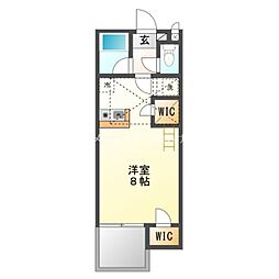 セザンヌ小坂井 1階ワンルームの間取り