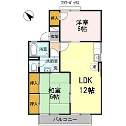 セジュール翔 2階2LDKの間取り