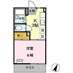 TOWNY　AKEBONO　B 1階1Kの間取り