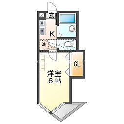 レリブ仁連木 1階1Kの間取り