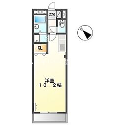 フラワーヒル 3階ワンルームの間取り