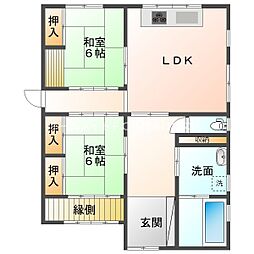 石巻町北屋敷 倉庫付貸家 1階2LDKの間取り