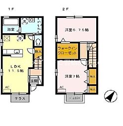 メゾハイネス 1階2LDKの間取り