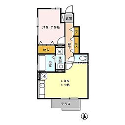 バイオ21　15-1 1階1LDKの間取り
