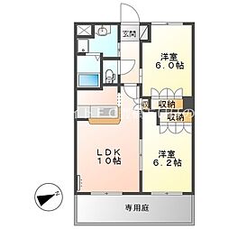 フィールドピアE 1階2LDKの間取り