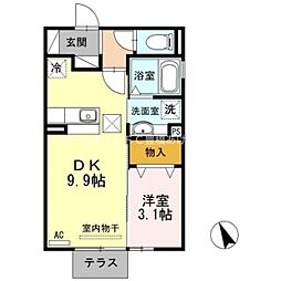 コンフォール 1階1DKの間取り
