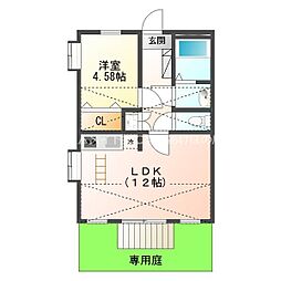 ハイツkirin　B棟 1階1LDKの間取り
