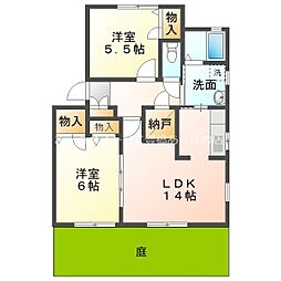 スクエア　ヴィレッジ　A 1階2LDKの間取り