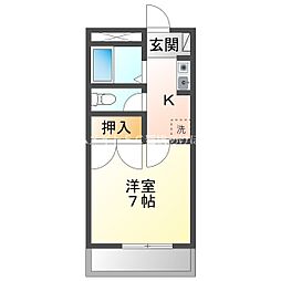 センティアHIRONO　I 2階1Kの間取り