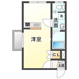 REED 1階ワンルームの間取り