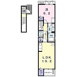 グラード　百間 2階1LDKの間取り