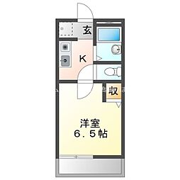 フレグランス花泉 1階1Kの間取り