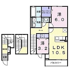 カーサバレンシア多米西町 3階2LDKの間取り