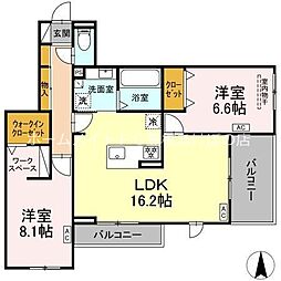 アーブル　西岩田 3階2LDKの間取り